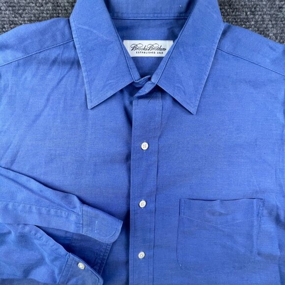 Brooks Brothers Long Sleeve Button Up Shirt Mens 15.5 33 Blue Cotton Point - Picture 1 of 11